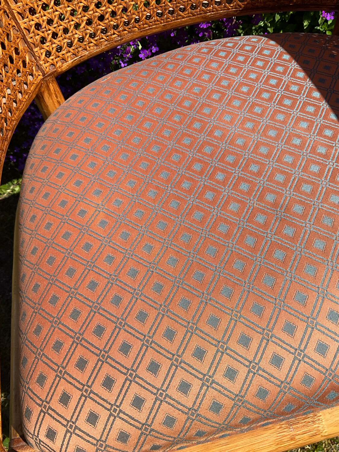 Mc Guire style armchair in rattan and caning from the 1980s.