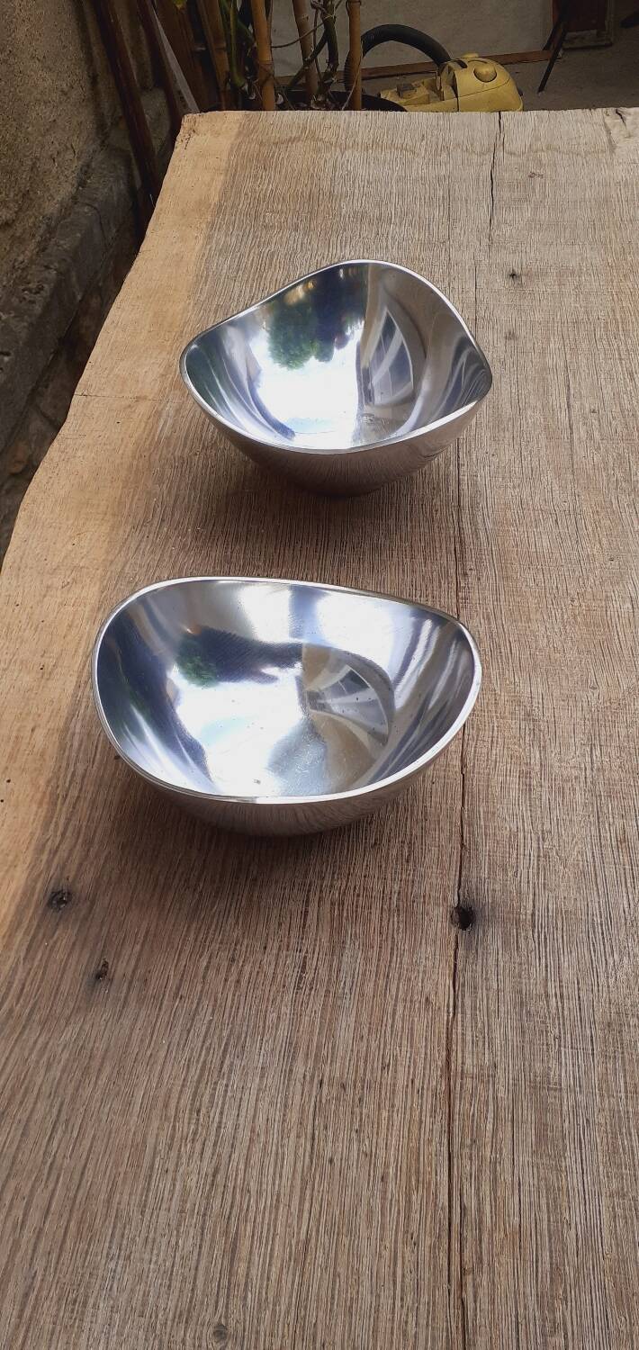Pair of cast aluminum cups, 1970s