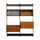 Two bay Teak Ergo Modular Wall Unit with 4 Shelves & 4 Cabinets by John Texmon for Blindheim Møbelfa