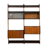 Two bay Teak Ergo Modular Wall Unit with 4 Shelves & 4 Cabinets by John Texmon for Blindheim Møbelfa