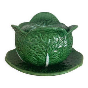 Soupière en barbotine chou vert