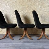 3x 60s 70s chair swivel chair dining chair mid century Danish modern design