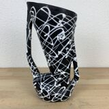 Spaghetti vase free form ceramic Vallauris 50s, red and black