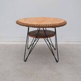 Rattan and metal coffee table, France 1950