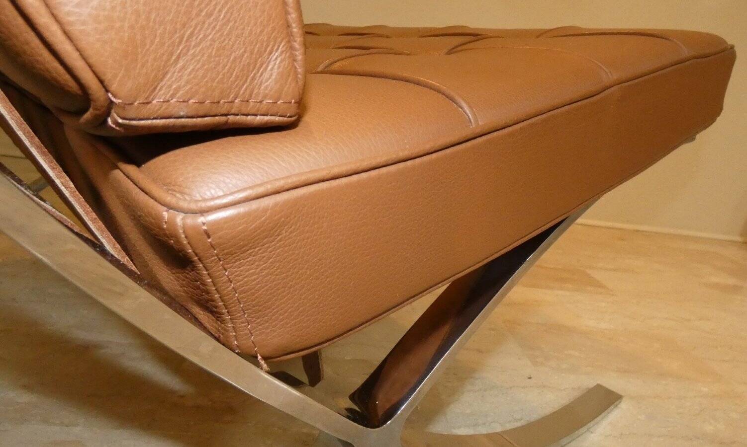 Sedia in acciaio e pelle nello stile di Knoll, anni '80