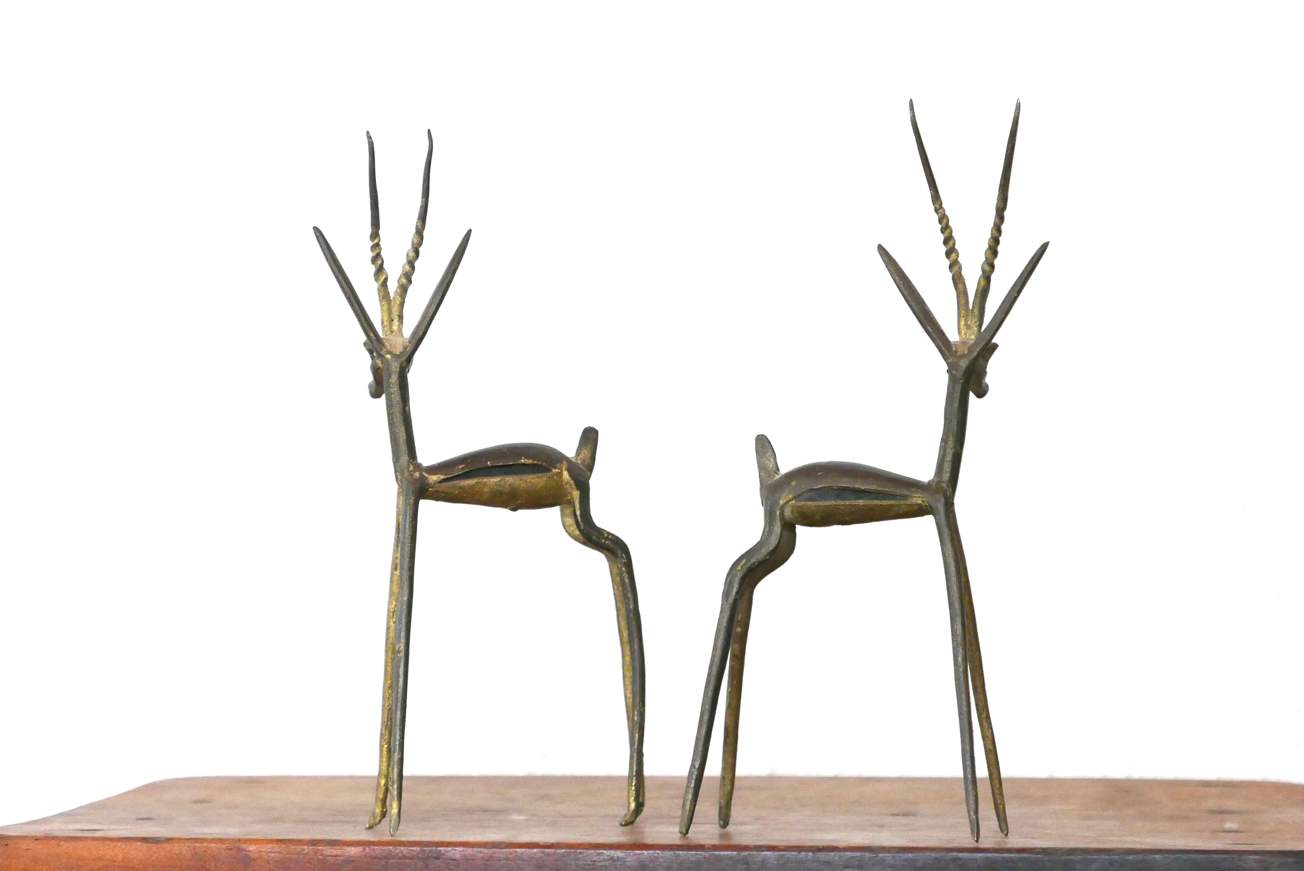 Pair of brass gazelles, 50s