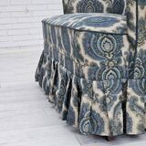 1970s, Danish 2-seater sofa, blue/white furniture fabric, beech wood.