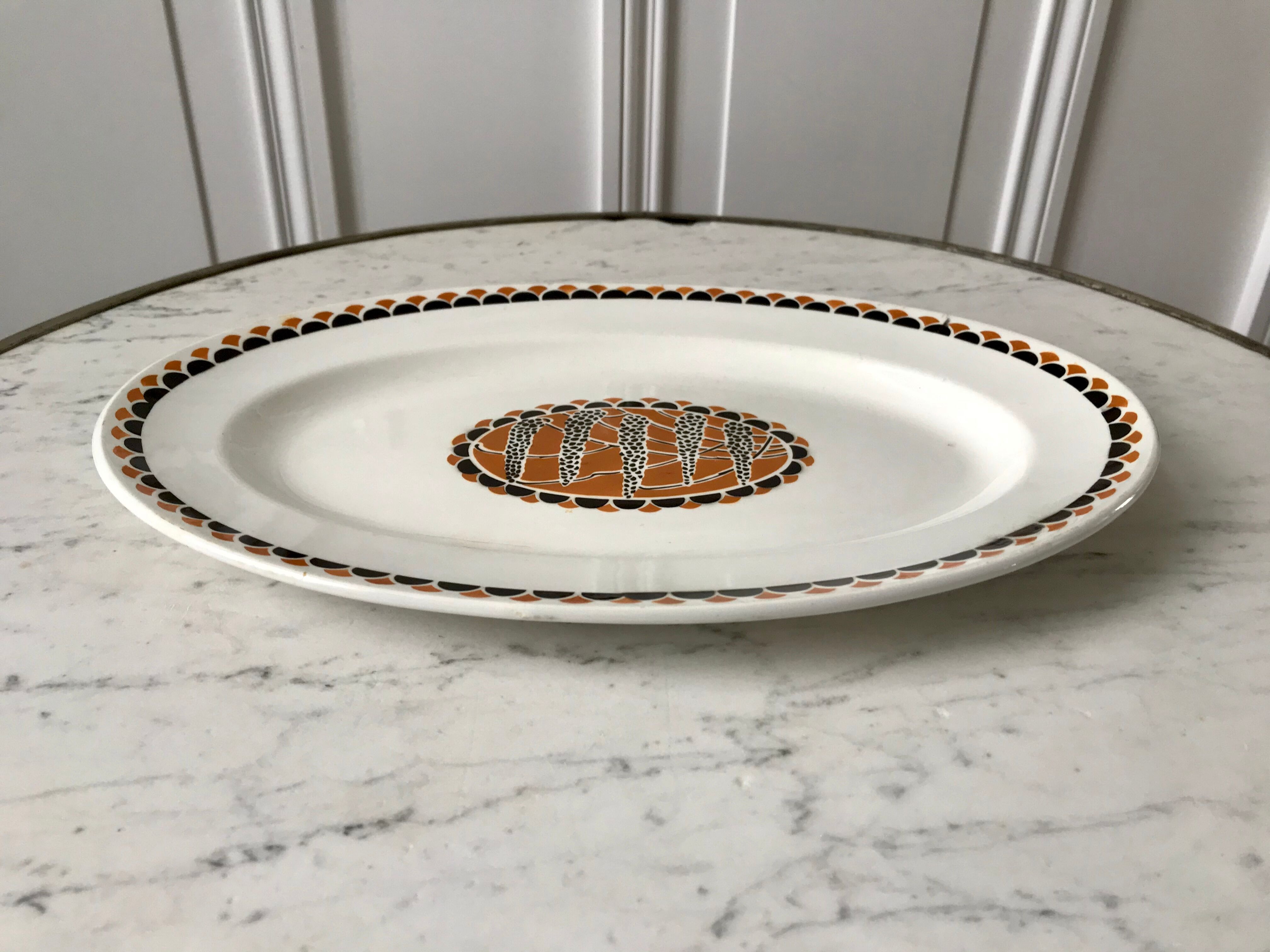 Oval dish sarreguemines model "nomeny" art deco 30s