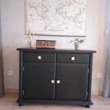 Solid black satin wooden buffet