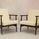 Pair of armchairs Henryk Lis 300-190 years 1970 fabric white buckle.
