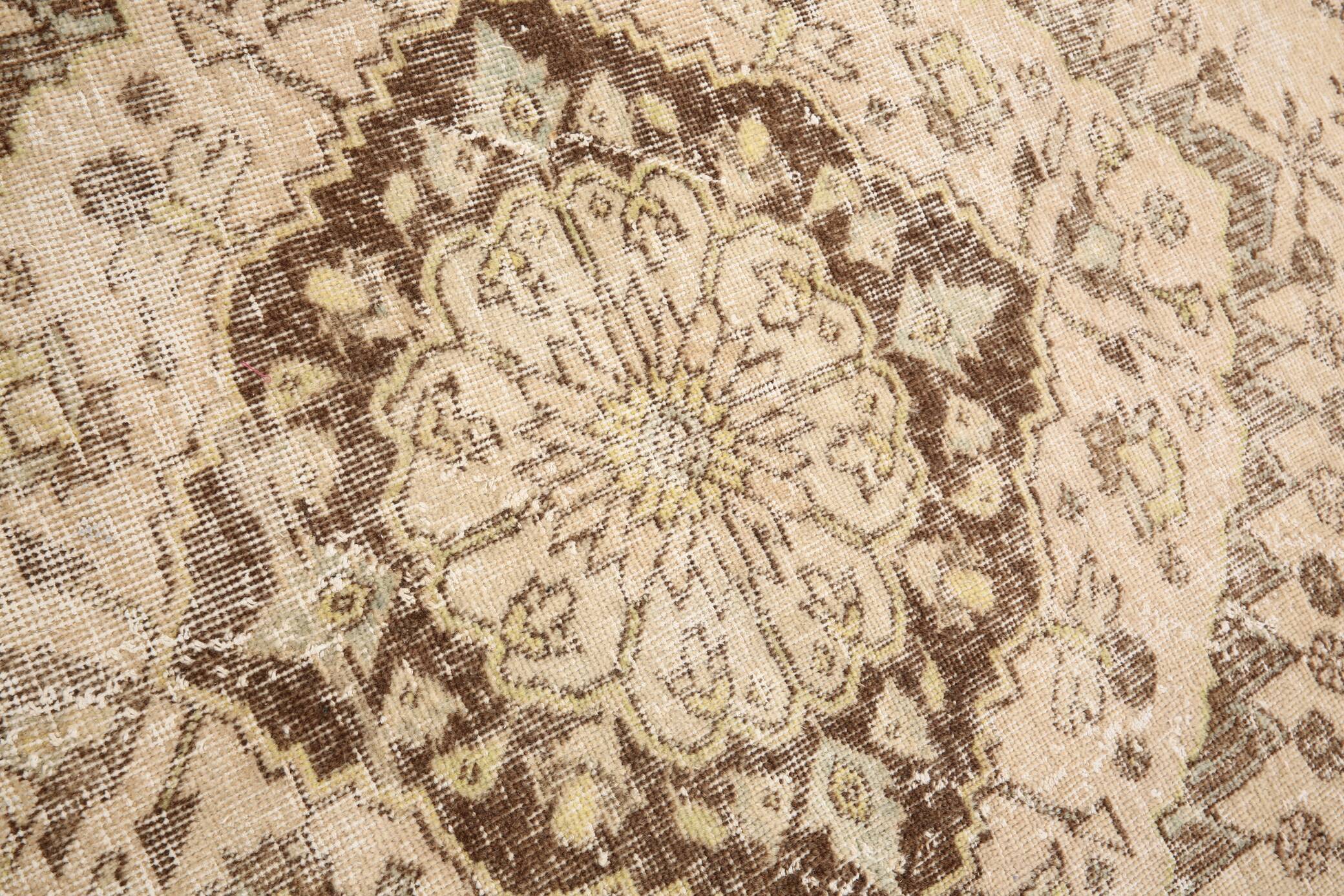 3x13 Persian Cream & Brown Oriental Vintage Runner Rug, 91x392Cm