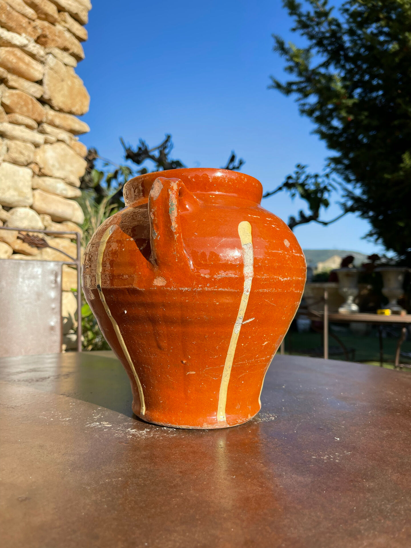 Ancient terracotta pottery jar