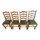 4 chaises anciennes assises velours vert