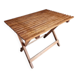 Vintage folding garden table in pine, mid-20th century.
