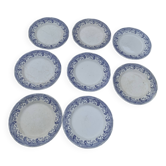 8 small plates in creil and monteau iron earthenware, moscow model, old blue decor