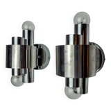 Pair of wall lights from Sciolari, chrome-plated metal, Italy, 1970
