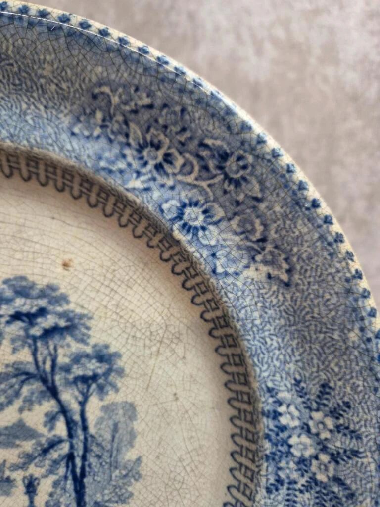 Assiette anglaise ancienne XIXe siècle bleu transferware CEM Clementson Brothers