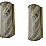 Appliques en verre de Murano en laiton, ensemble de 2