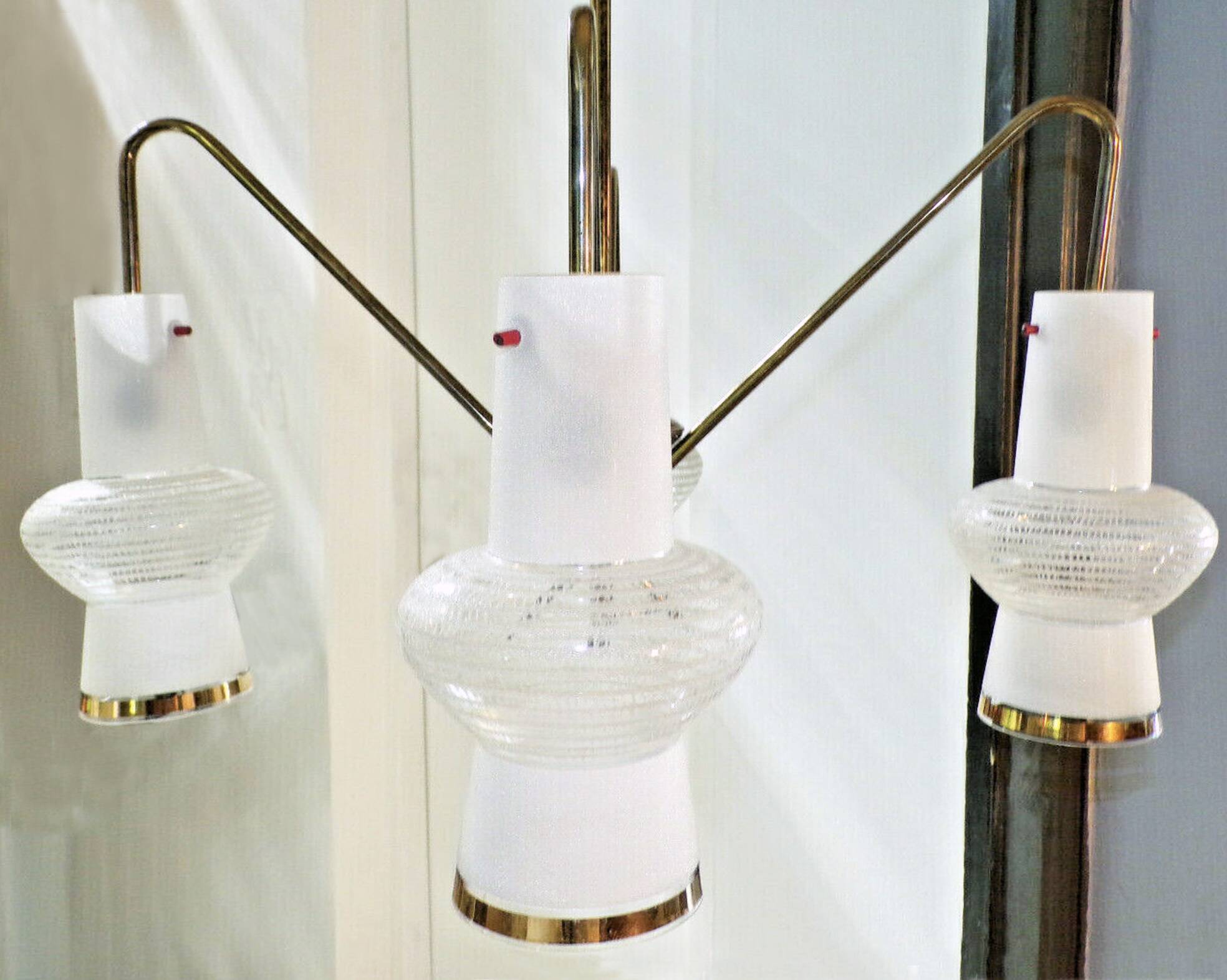 Scandinavian suspension chandelier, 4 burners, vintage, 60s