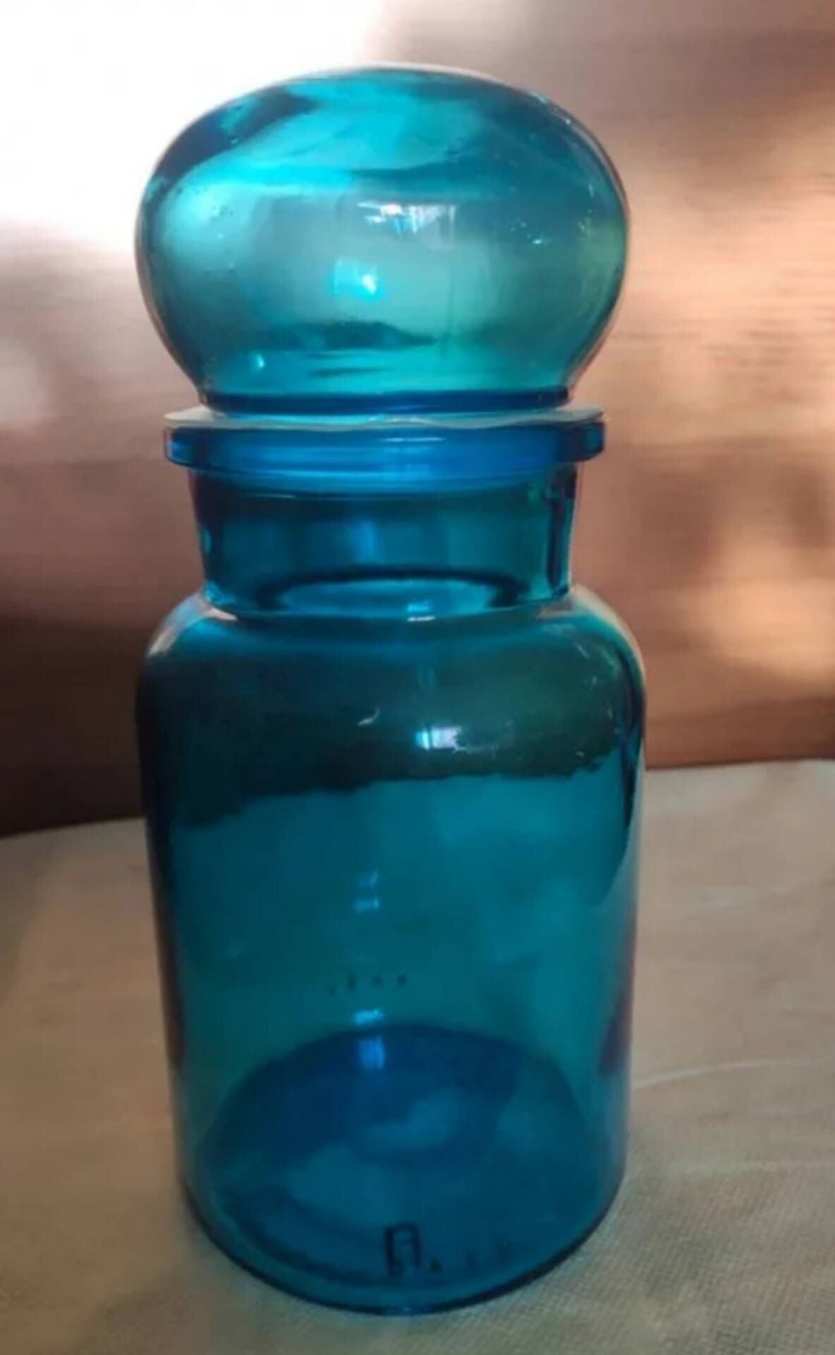 Blue glass apothecary jar, Belgium