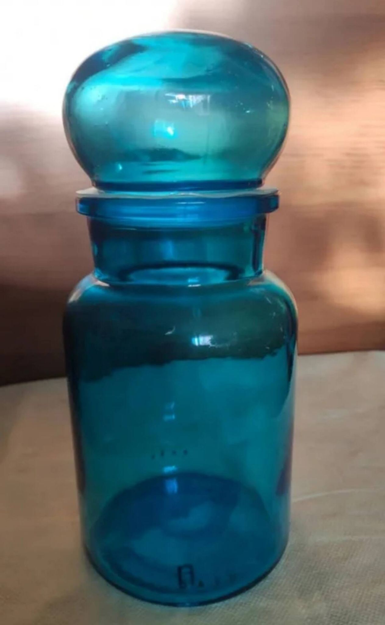 Blue glass apothecary jar, Belgium
