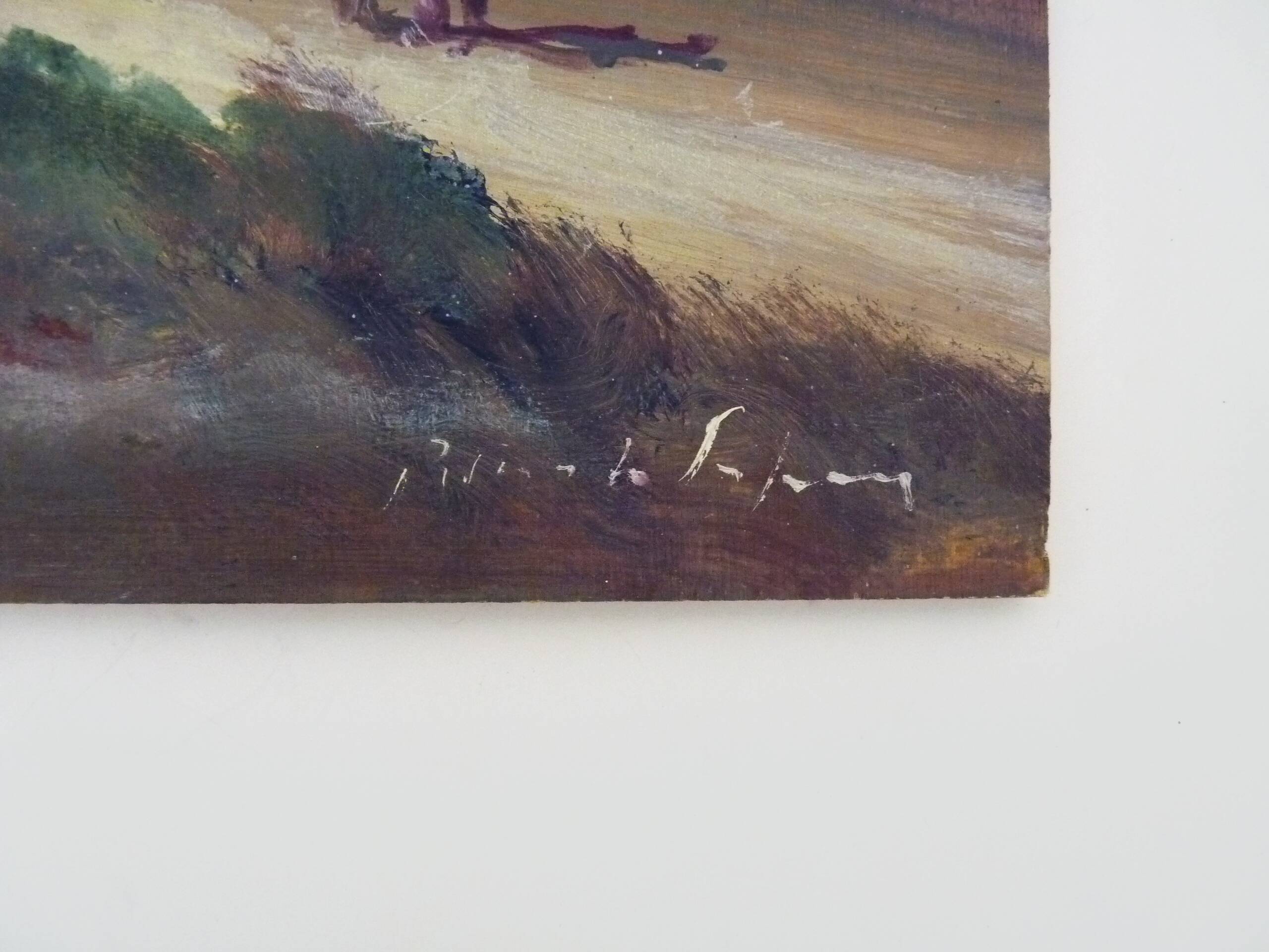 Oil on wood by Riccardo Capone Procession 50s 60s