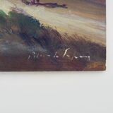 Oil on wood by Riccardo Capone Procession 50s 60s