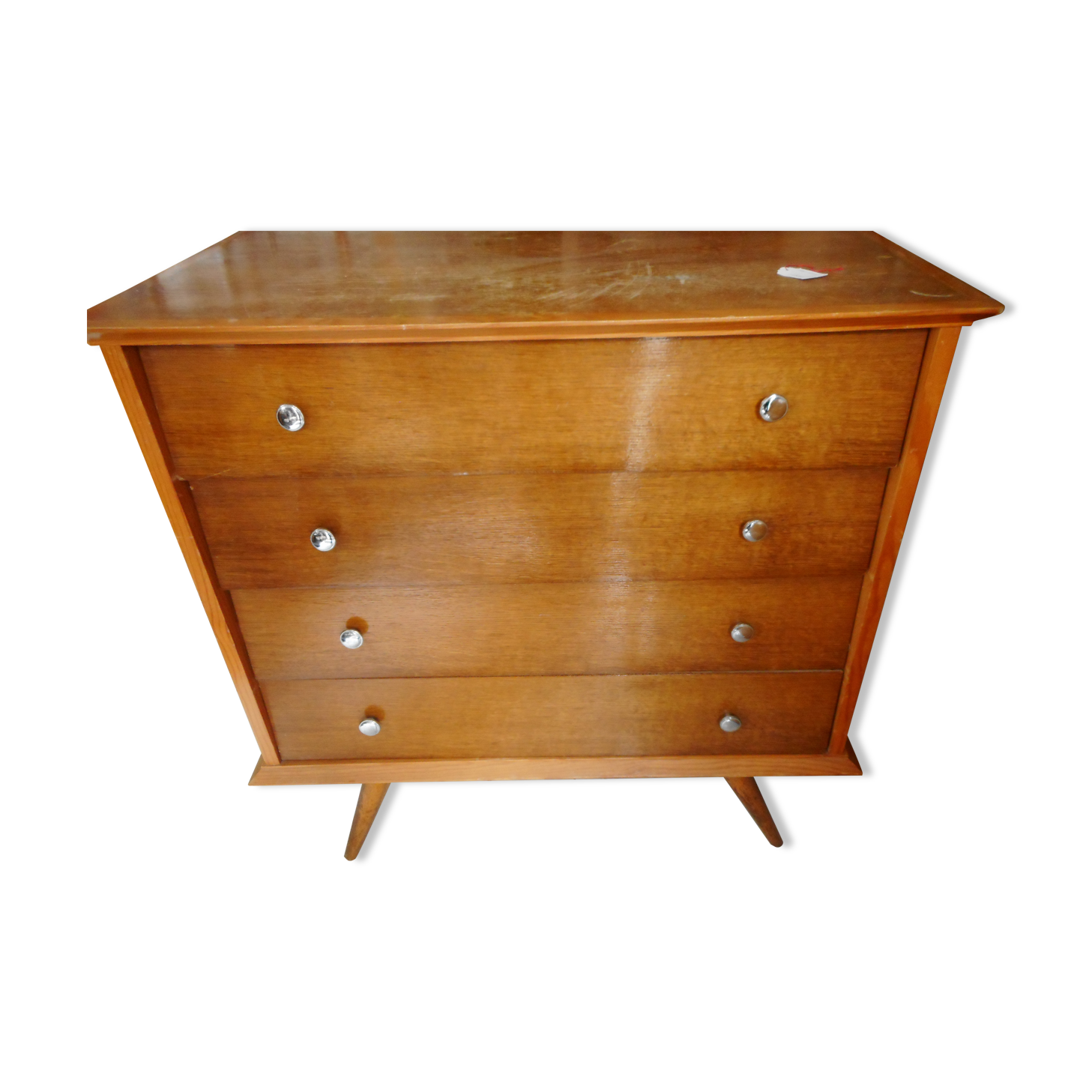 Commode bois clair pieds compas