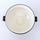 Large Breton Bowl HB Quimper Beaded Black And Yellow Earthenware Lid Handle