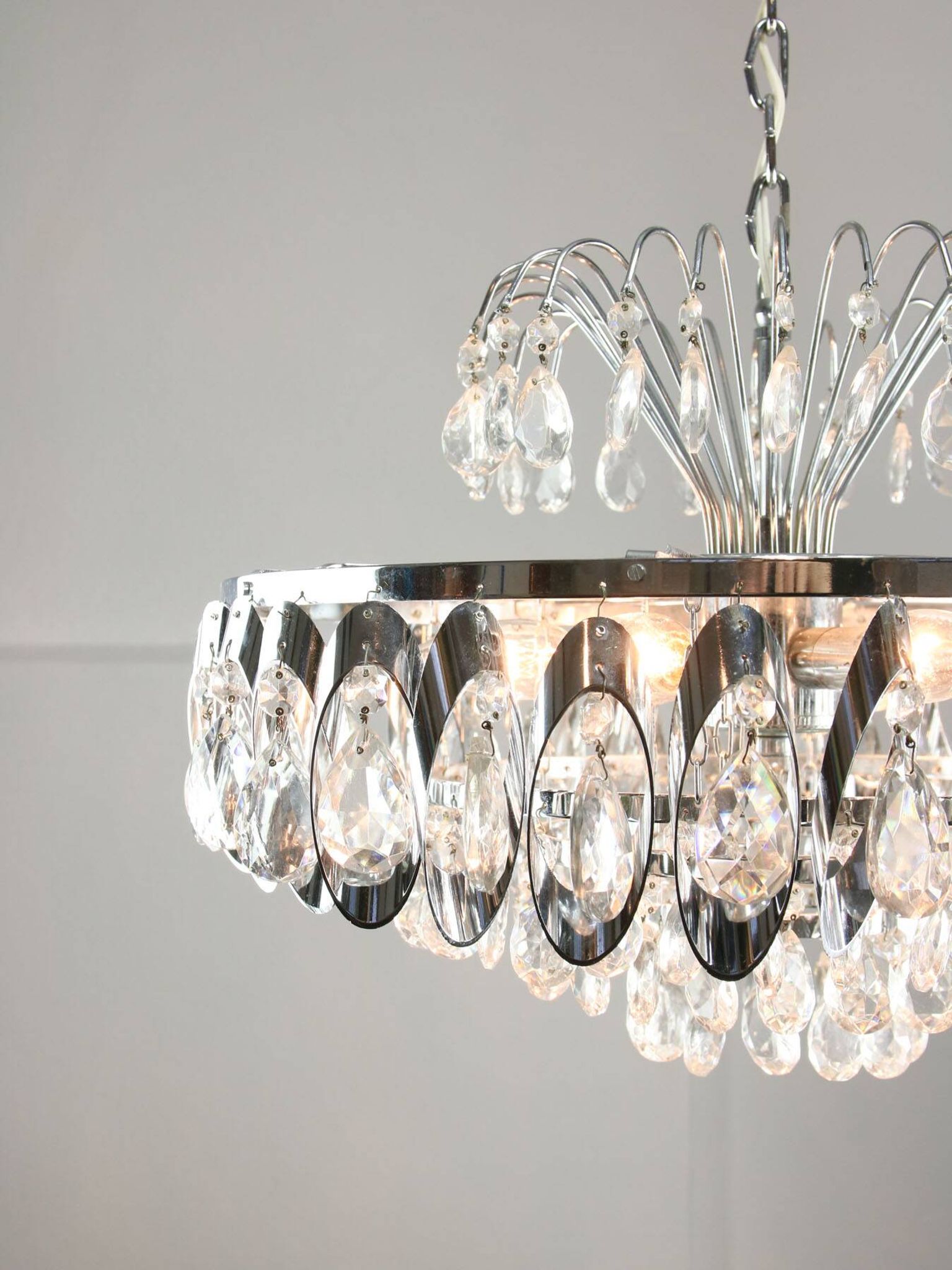 Vintage Viennese Medium Sized Crystal Chandelier, 70s
