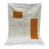 Handmade pure wool rug in orange and white, 1.5/2.5 m.