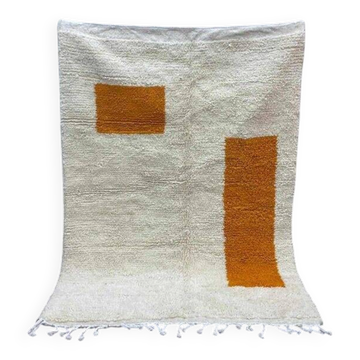 Handmade pure wool rug in orange and white, 1.5/2.5 m.