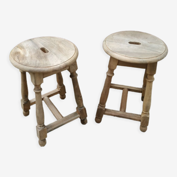 Duo of wooden stools