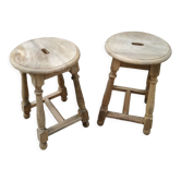 Duo of wooden stools