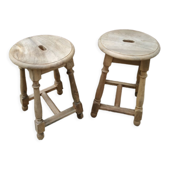 Duo of wooden stools