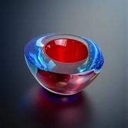 Red and blue Sommerso ashtray by Seguso, Murano glass, Italy, 1970