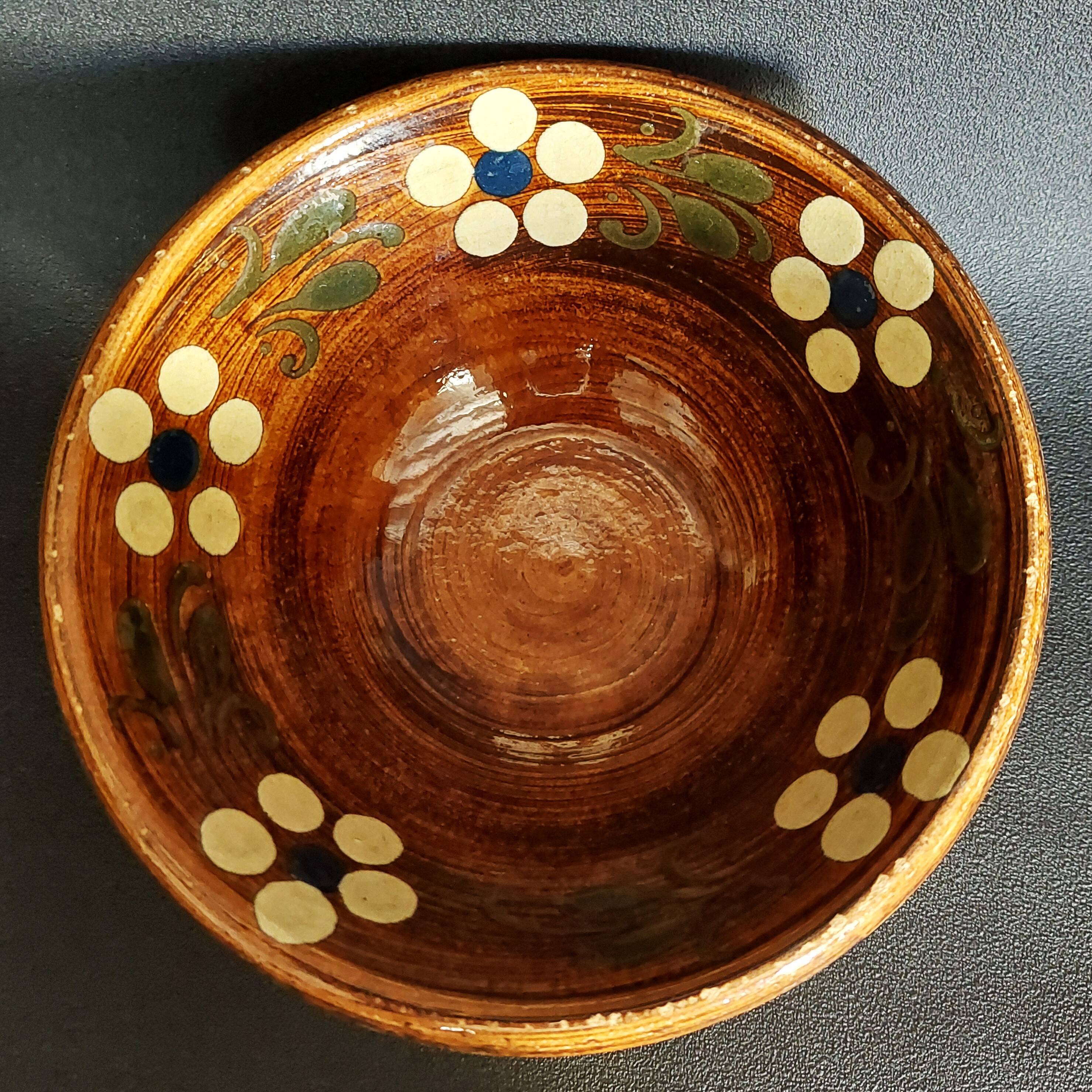 Glazed terracotta bowl from Alsace, 20th century