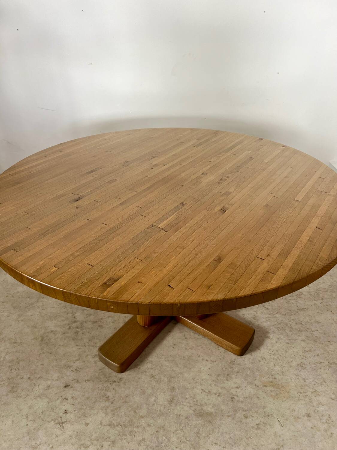 Large solid wood table 140 cm, vintage Scandinavian 70s design