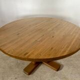 Large solid wood table 140 cm, vintage Scandinavian 70s design