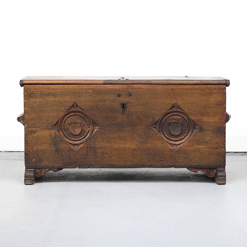 rustic antique 18th century oak chest