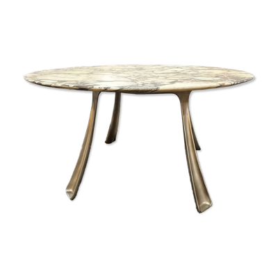 Table en marbre et fonte d'aluminium par Michèle Charron, 1970