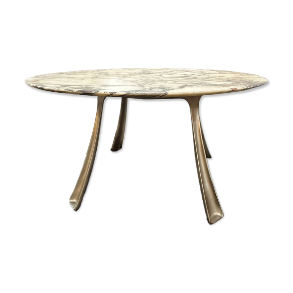 Table en marbre et fonte d'aluminium par Michèle Charron, 1970 — Beyit
