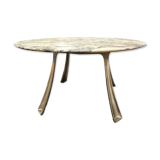 Marble and cast aluminum table by Michèle Charron, 1970