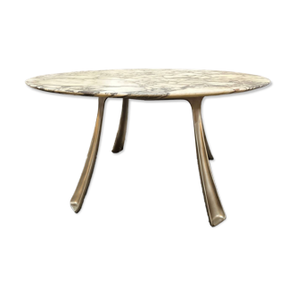 Table en marbre et fonte d'aluminium par Michèle Charron, 1970