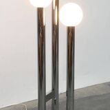 Vintage German floor lamp from the space age of the 1970s in glass and metal.