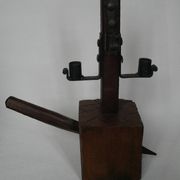 Candle holder wood wrought iron folk art decoration brutalist handmade countryside candlestick candelabra