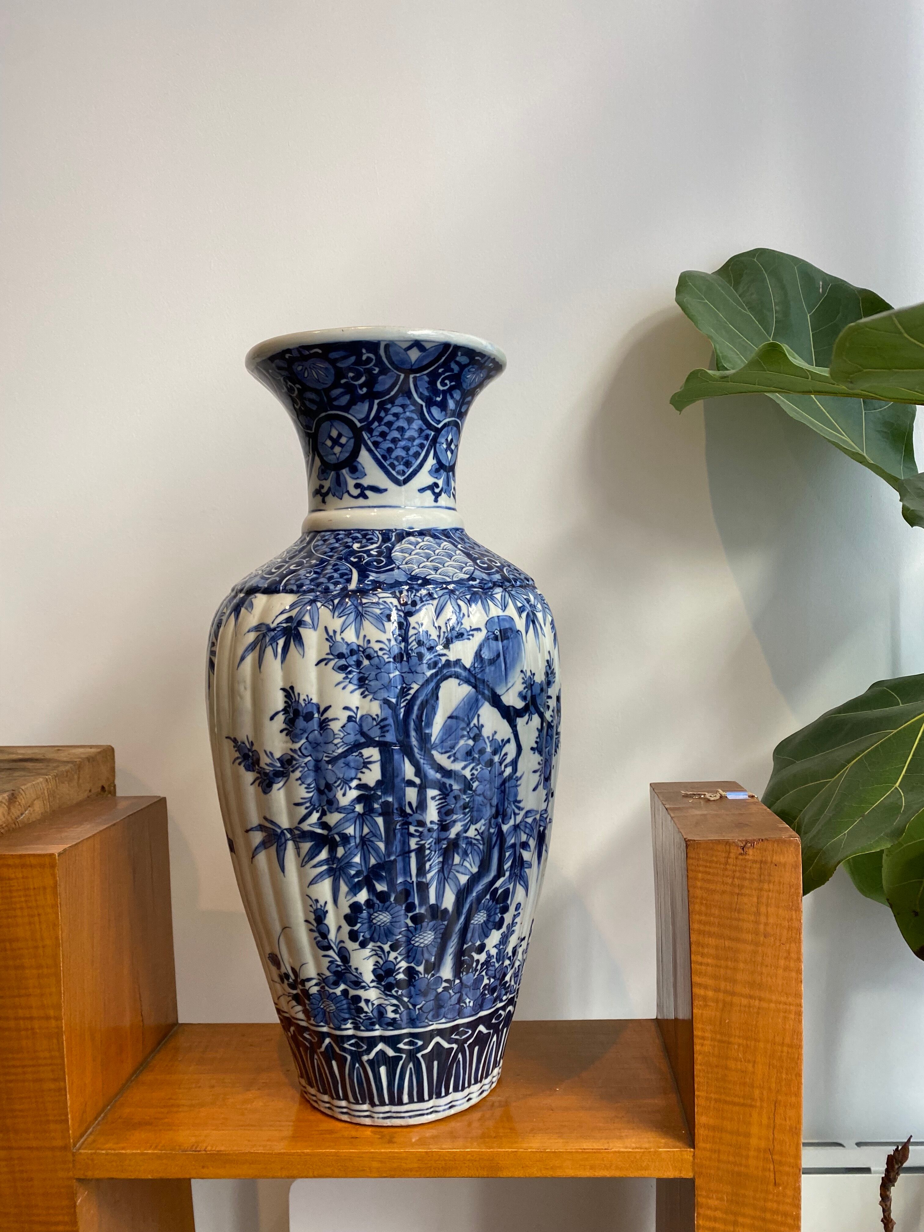 Vase chinois en blanc bleu