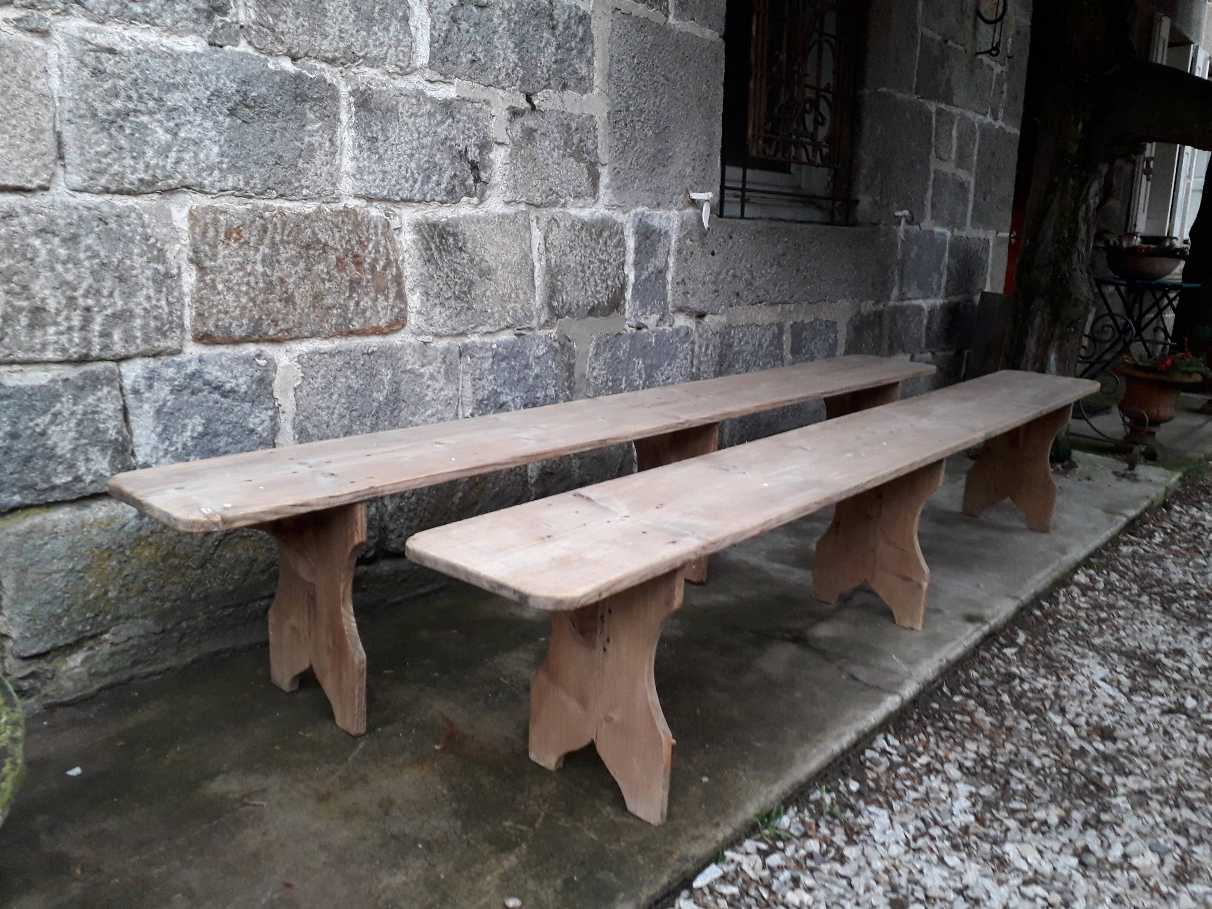 Pair of rustic benches 265 cm