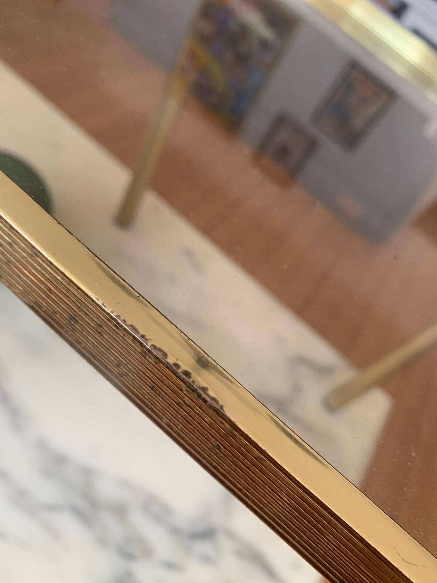 Authentic Hollywood Regency Side Table — Patinated Brass and Glass