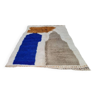 Tapis Beni Ouarain fait main 150x250 cm blue marron orange